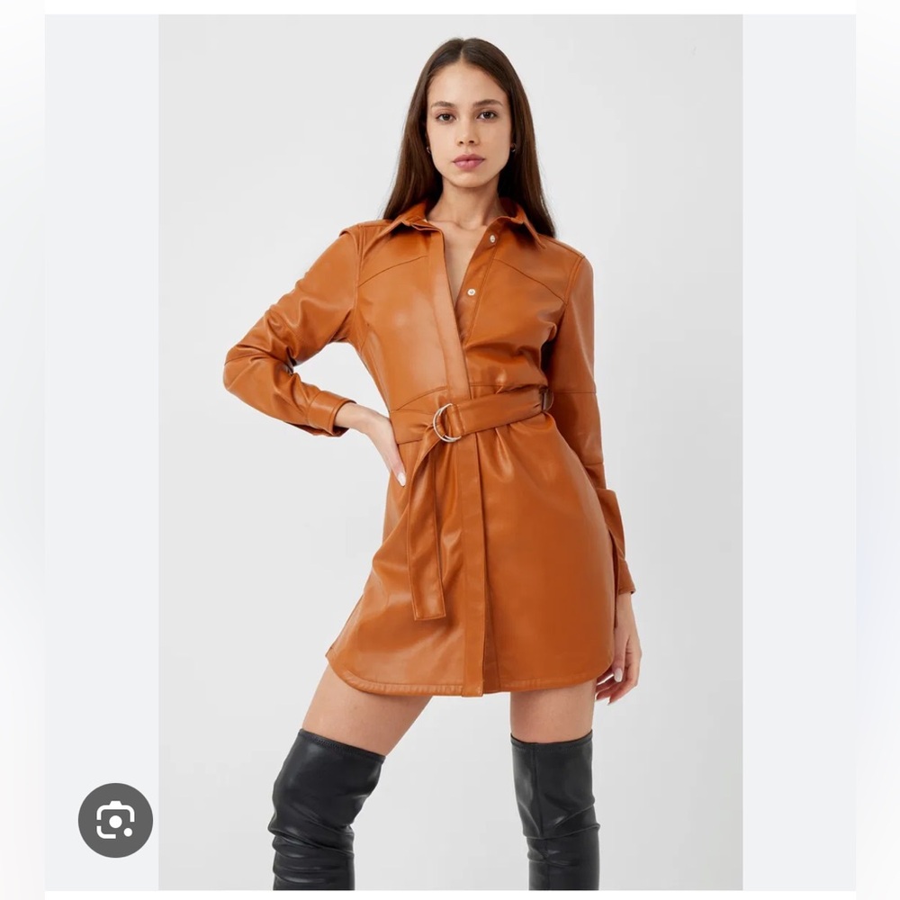 French Connection Patti Vegan Leather Mini Dress